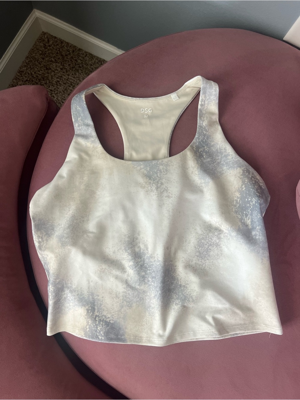 DSG Marble-Effect Racerback Crop Tank - Gray & Cream